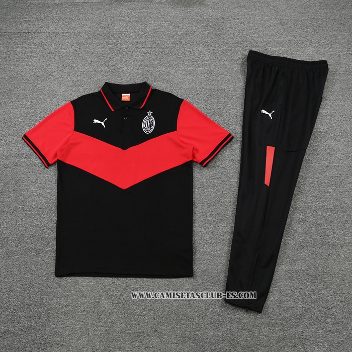 Conjunto Polo del AC Milan 22-23 Negro y Rojo